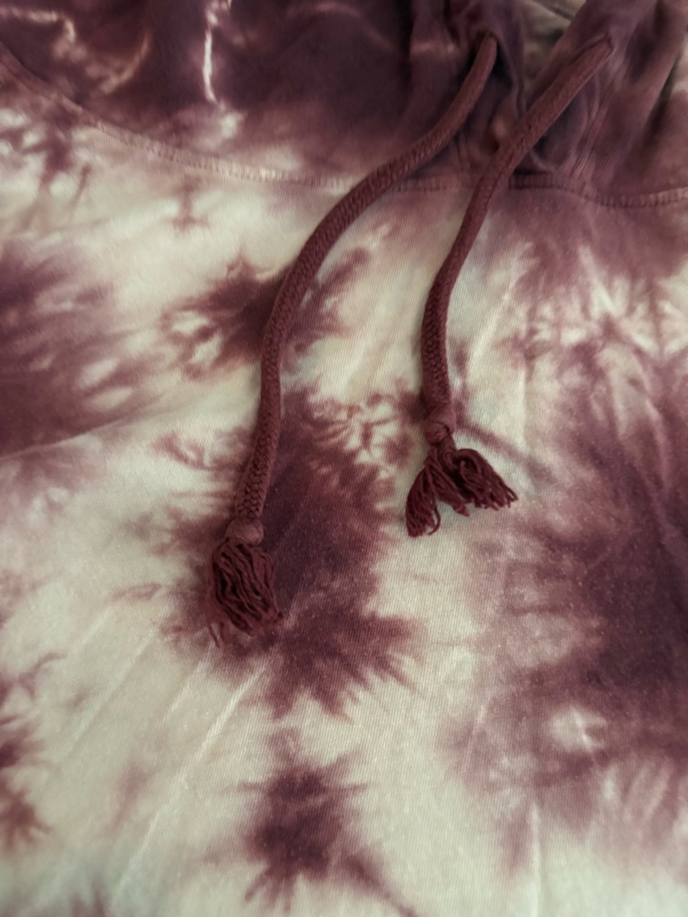 PINK Victoria’s Secret Tie Dye Hoodie XXL Oversized Burgundy White Pullover - Picture 2 of 7